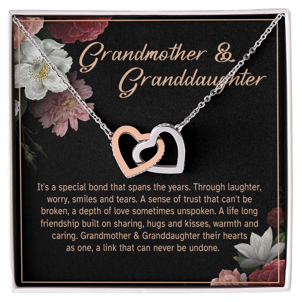 Granddaughter - Sharing Hugs And Kisses - Interlocking Hearts Necklace