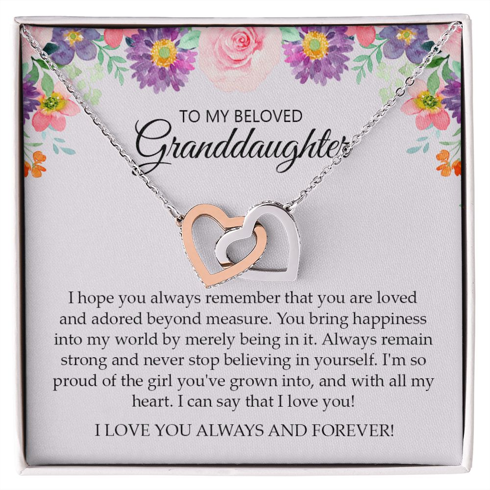 Granddaughter - I Love You Always And Forever - Interlocking Hearts Necklace
