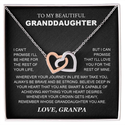 Granddaughter - Grandpa - Love You For The Rest Of Mine - Interlocking Hearts Necklace - Charming Present