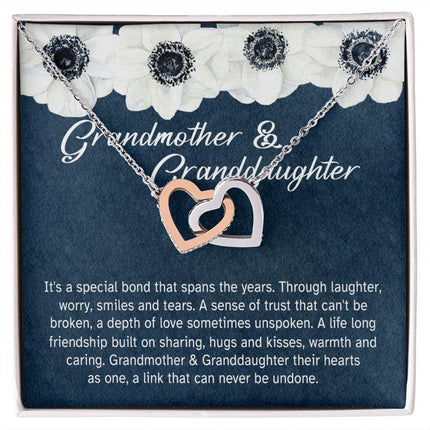 Granddaughter - Sharing Hugs And Kisses - Interlocking Hearts Necklace - Charming Present