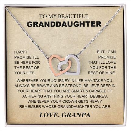 Granddaughter - Grandpa - Love You For The Rest Of Mine - Interlocking Hearts Necklace - Charming Present