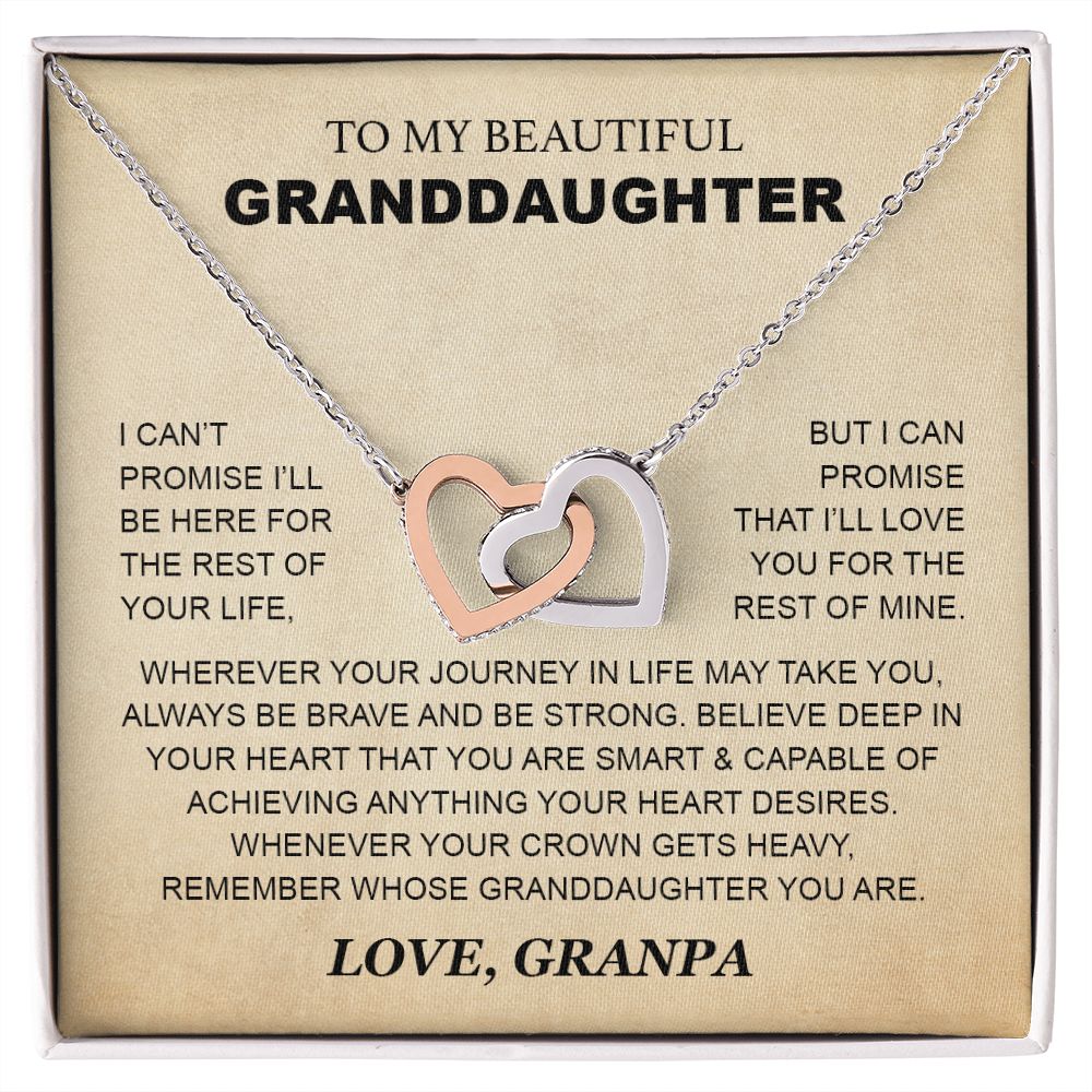 Granddaughter - Grandpa - Love You For The Rest Of Mine - Interlocking Hearts Necklace