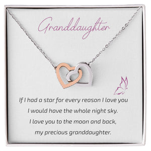 Granddaughter Grandma - I Love You To The Moon And Back - Interlocking Hearts Necklace