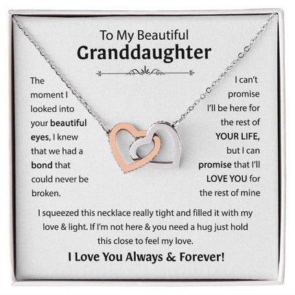 Beautiful Granddaughter - I'll Love You For The Rest Of Mine - Interlocking Hearts Necklace - Charming Present