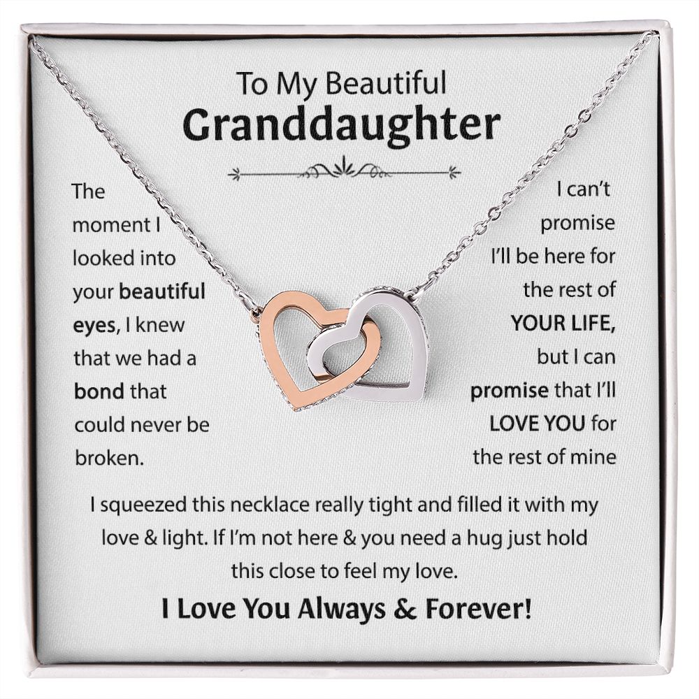 Beautiful Granddaughter - I'll Love You For The Rest Of Mine - Interlocking Hearts Necklace