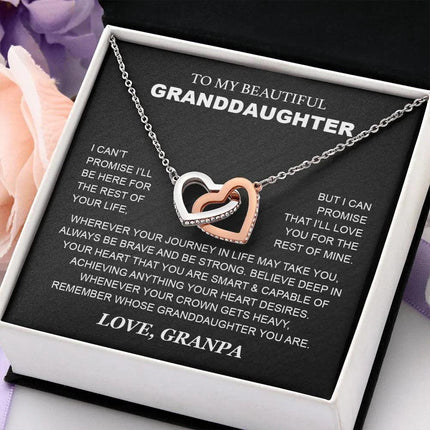 Granddaughter - Grandpa - Love You For The Rest Of Mine - Interlocking Hearts Necklace - Charming Present