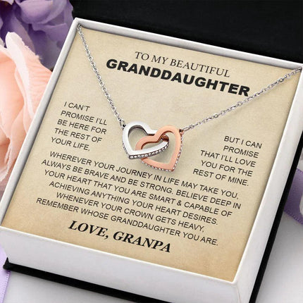 Granddaughter - Grandpa - Love You For The Rest Of Mine - Interlocking Hearts Necklace - Charming Present