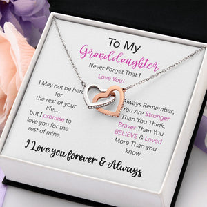 Granddaughter - I Love You Forever - Interlocking Hearts Necklace