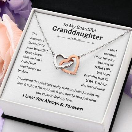 Beautiful Granddaughter - I'll Love You For The Rest Of Mine - Interlocking Hearts Necklace - Charming Present