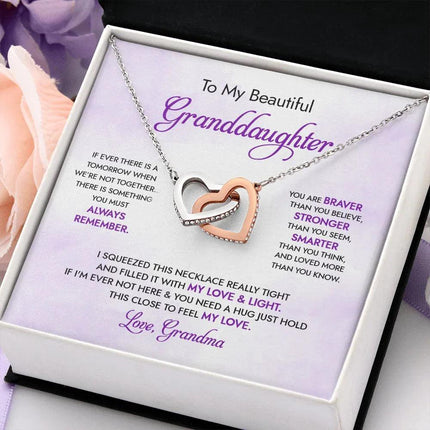 Granddaughter - Grandma - My Love And Light - Interlocking Hearts Necklace - Charming Present