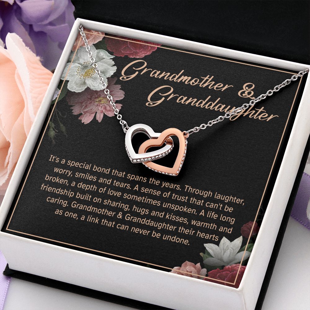 Granddaughter - Sharing Hugs And Kisses - Interlocking Hearts Necklace