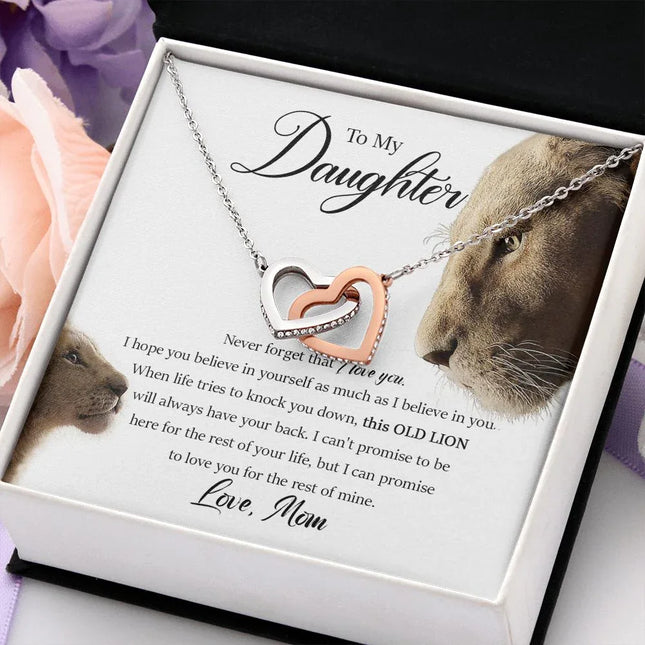 Daughter - Mom - Never Forget That I Love You - Interlocking Hearts Necklace - Charming Present