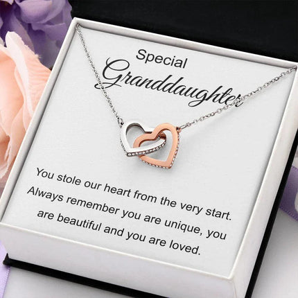 Special Granddaughter - You Are Beautiful - Interlocking Hearts Necklace - Charming Present