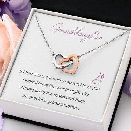 Granddaughter Grandma - I Love You To The Moon And Back - Interlocking Hearts Necklace - Charming Present