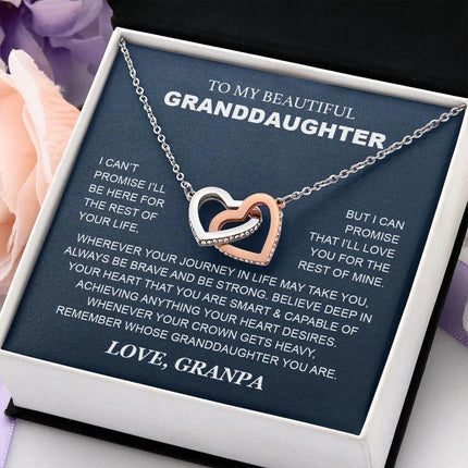 Granddaughter - Grandpa - Love You For The Rest Of Mine - Interlocking Hearts Necklace - Charming Present