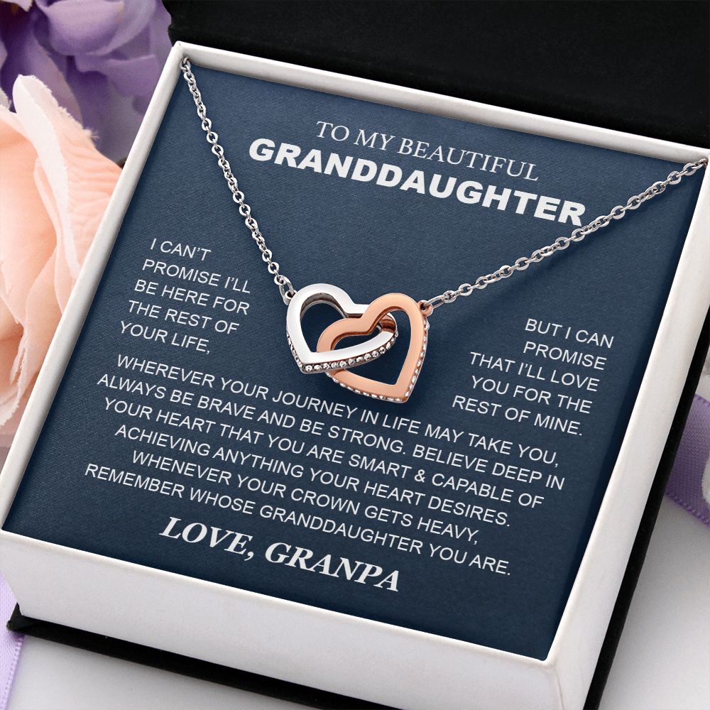 Granddaughter - Grandpa - Love You For The Rest Of Mine - Interlocking Hearts Necklace