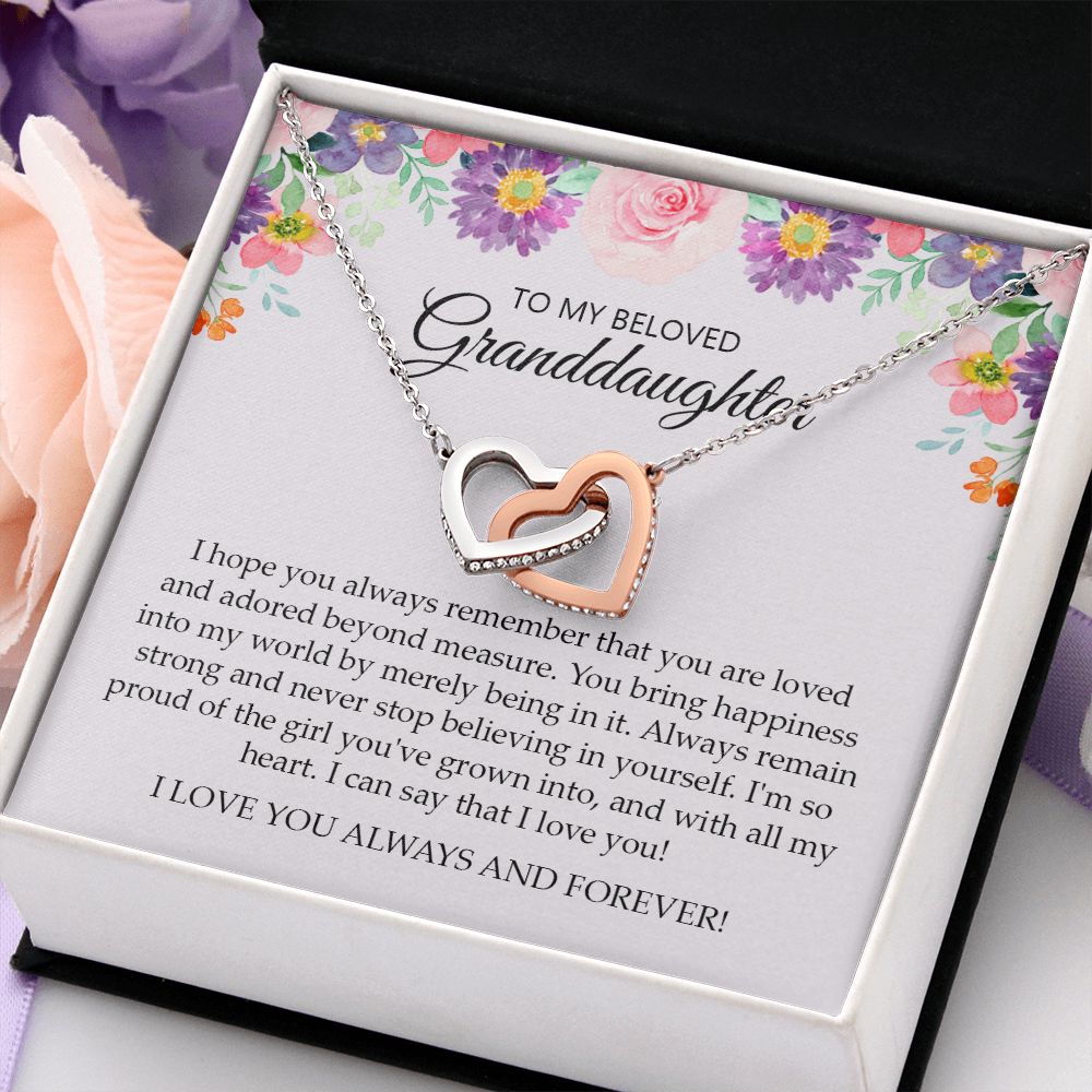 Granddaughter - I Love You Always And Forever - Interlocking Hearts Necklace