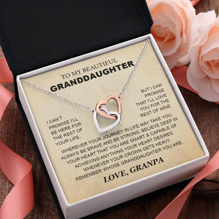 Granddaughter - Grandpa - Love You For The Rest Of Mine - Interlocking Hearts Necklace - Charming Present