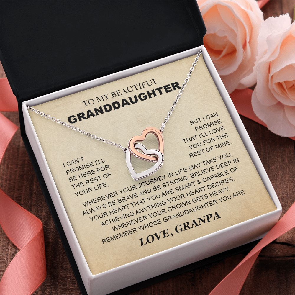 Granddaughter - Grandpa - Love You For The Rest Of Mine - Interlocking Hearts Necklace