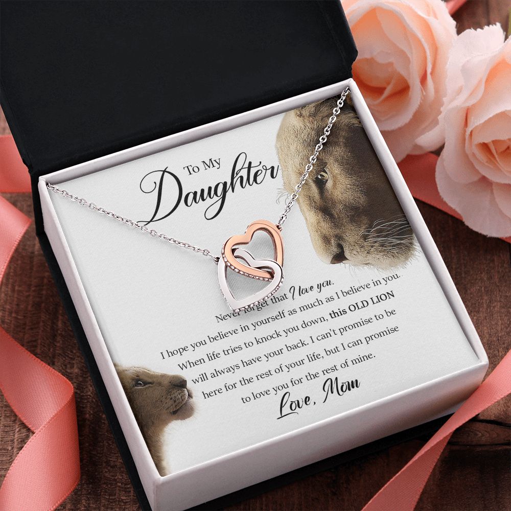 Daughter - Mom - Never Forget That I Love You - Interlocking Hearts Necklace