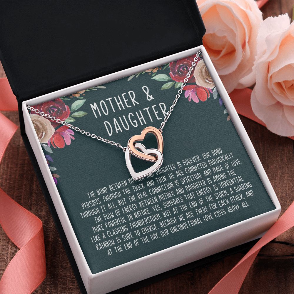 Mother And Daughter - The Bond Between Mother And Daughter Is Forever - Interlocking Hearts Necklace