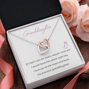 Granddaughter Grandma - I Love You To The Moon And Back - Interlocking Hearts Necklace