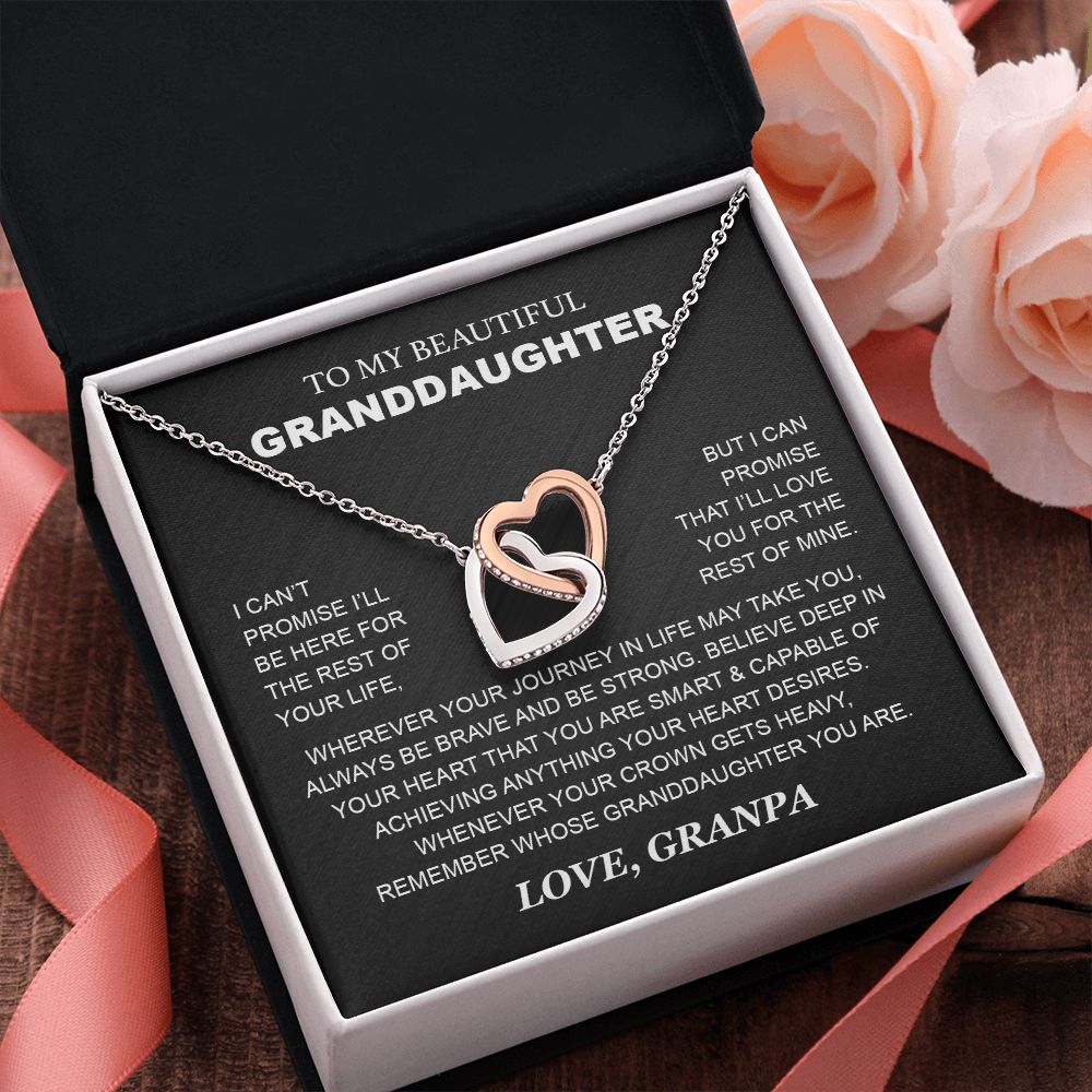 Granddaughter - Grandpa - Love You For The Rest Of Mine - Interlocking Hearts Necklace