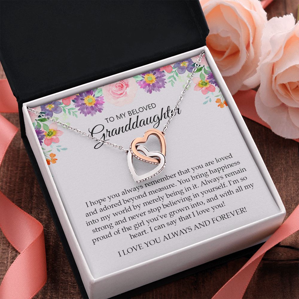 Granddaughter - I Love You Always And Forever - Interlocking Hearts Necklace