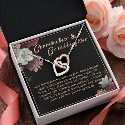 Granddaughter - Sharing Hugs And Kisses - Interlocking Hearts Necklace - Charming Present