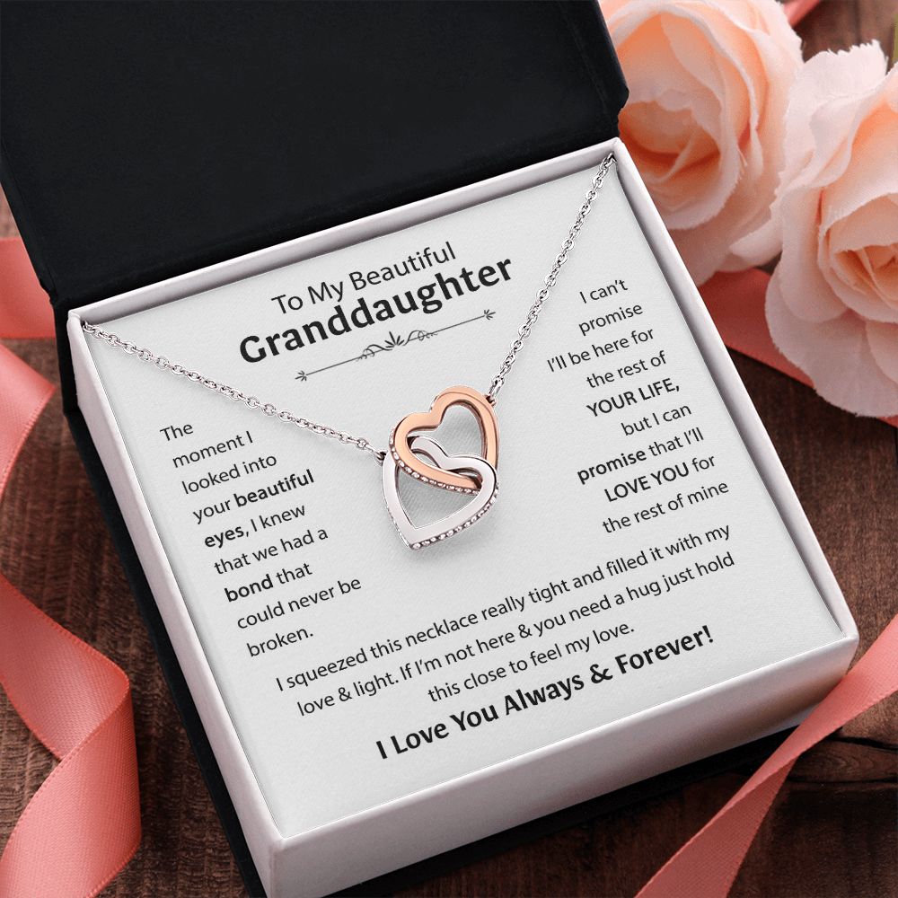 Beautiful Granddaughter - I'll Love You For The Rest Of Mine - Interlocking Hearts Necklace