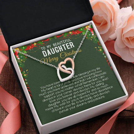 Beautiful Daughter - Merry Christmas - Love You Forever And Always - Interlocking Hearts Necklace - Charming Present