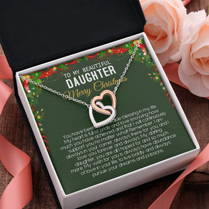 Beautiful Daughter - Merry Christmas - Love You Forever And Always - Interlocking Hearts Necklace