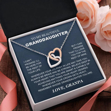 Granddaughter - Grandpa - Love You For The Rest Of Mine - Interlocking Hearts Necklace - Charming Present