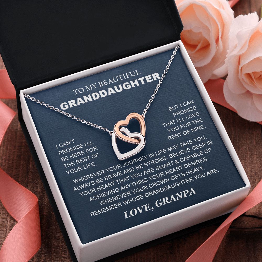 Granddaughter - Grandpa - Love You For The Rest Of Mine - Interlocking Hearts Necklace