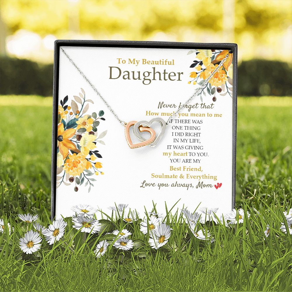 Daughter - Mom - How Much You Mean To Me - Interlocking Hearts Necklace SO190V