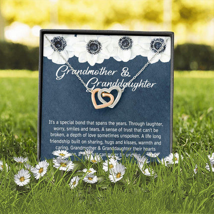 Granddaughter - Sharing Hugs And Kisses - Interlocking Hearts Necklace - Charming Present