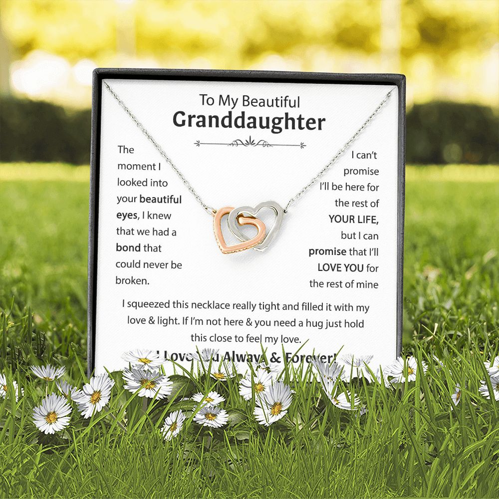 Beautiful Granddaughter - I'll Love You For The Rest Of Mine - Interlocking Hearts Necklace