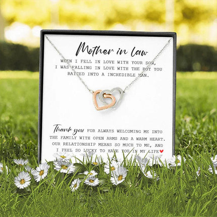 Mother In Law - Thank You For Always Welcoming Me - Interlocking Hearts Necklace SO175T - Charming Present