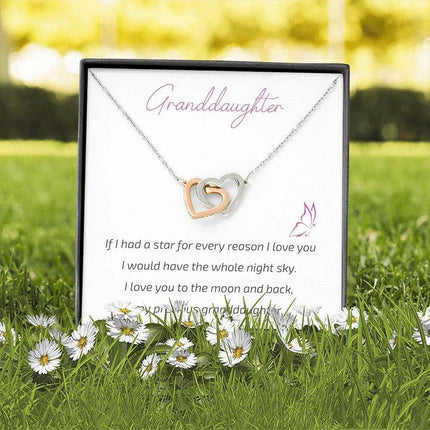 Granddaughter Grandma - I Love You To The Moon And Back - Interlocking Hearts Necklace - Charming Present
