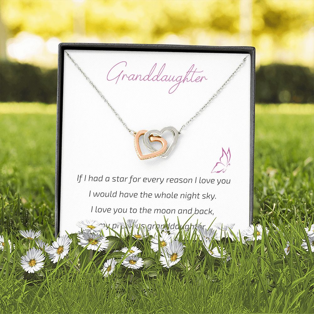 Granddaughter Grandma - I Love You To The Moon And Back - Interlocking Hearts Necklace