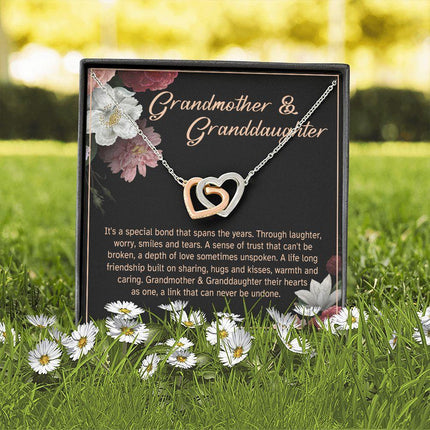 Granddaughter - Sharing Hugs And Kisses - Interlocking Hearts Necklace - Charming Present