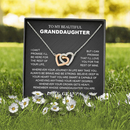 Granddaughter - Grandpa - Love You For The Rest Of Mine - Interlocking Hearts Necklace - Charming Present