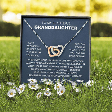 Granddaughter - Grandpa - Love You For The Rest Of Mine - Interlocking Hearts Necklace - Charming Present