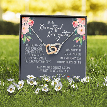 Daughter - Dad - My Heart Will Walk Beside You - Interlocking Hearts Necklace - Charming Present