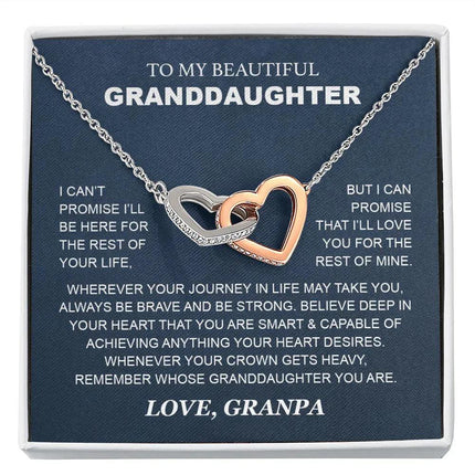Granddaughter - Grandpa - Love You For The Rest Of Mine - Interlocking Hearts Necklace - Charming Present