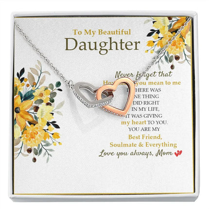 Daughter - Mom - How Much You Mean To Me - Interlocking Hearts Necklace SO190V - Charming Present
