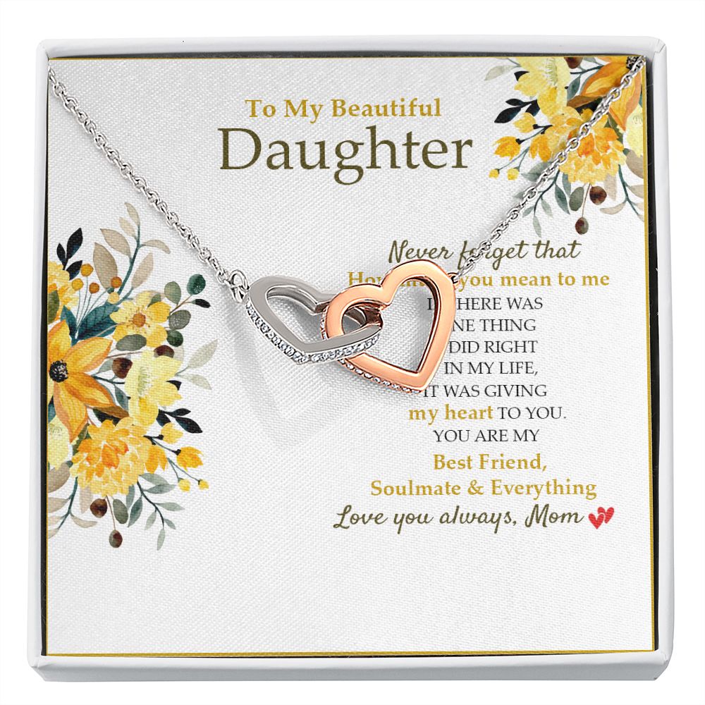 Daughter - Mom - How Much You Mean To Me - Interlocking Hearts Necklace SO190V
