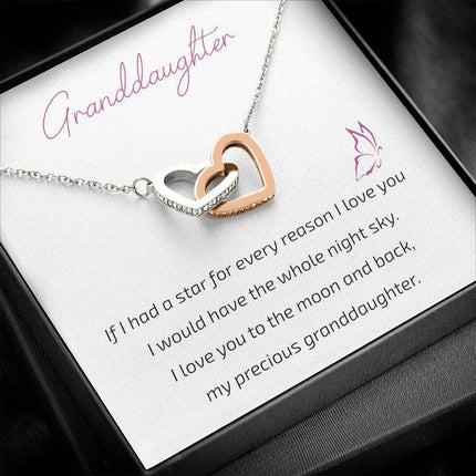 Granddaughter Grandma - I Love You To The Moon And Back - Interlocking Hearts Necklace - Charming Present