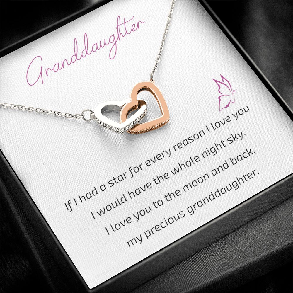 Granddaughter Grandma - I Love You To The Moon And Back - Interlocking Hearts Necklace