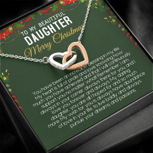 Beautiful Daughter - Merry Christmas - Love You Forever And Always - Interlocking Hearts Necklace